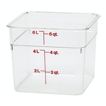 Cambro Cambro - Square Food Container, 6 Quart, 8-3/8 x 8-3/8 x 7-1/4, Clear, PK6 6SFSCW135